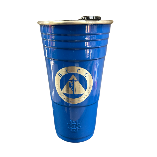 blue cup style tumber with SLTC logo