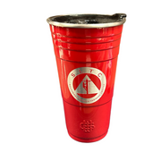 red cup style tumbler with sltc logo