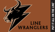 flag featuring the art of the line wranglers PC