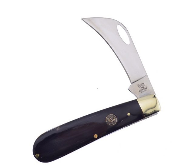 Buffalo Horn Hawkbill 4" Knife