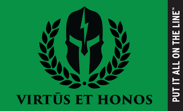 flag featuring the Spartans PC logo art