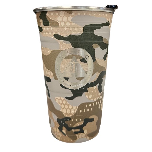 Desert camo tumbler with sltc logo